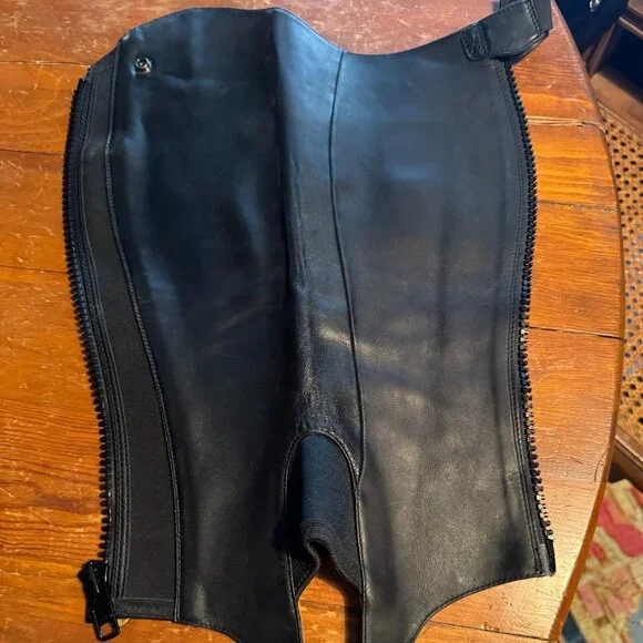 Ariat Black Leather Half Chap Pair - Picture 5 of 9